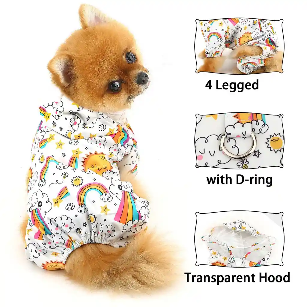 Capa Impermeable Con Capota Para Mascotas (talla S)