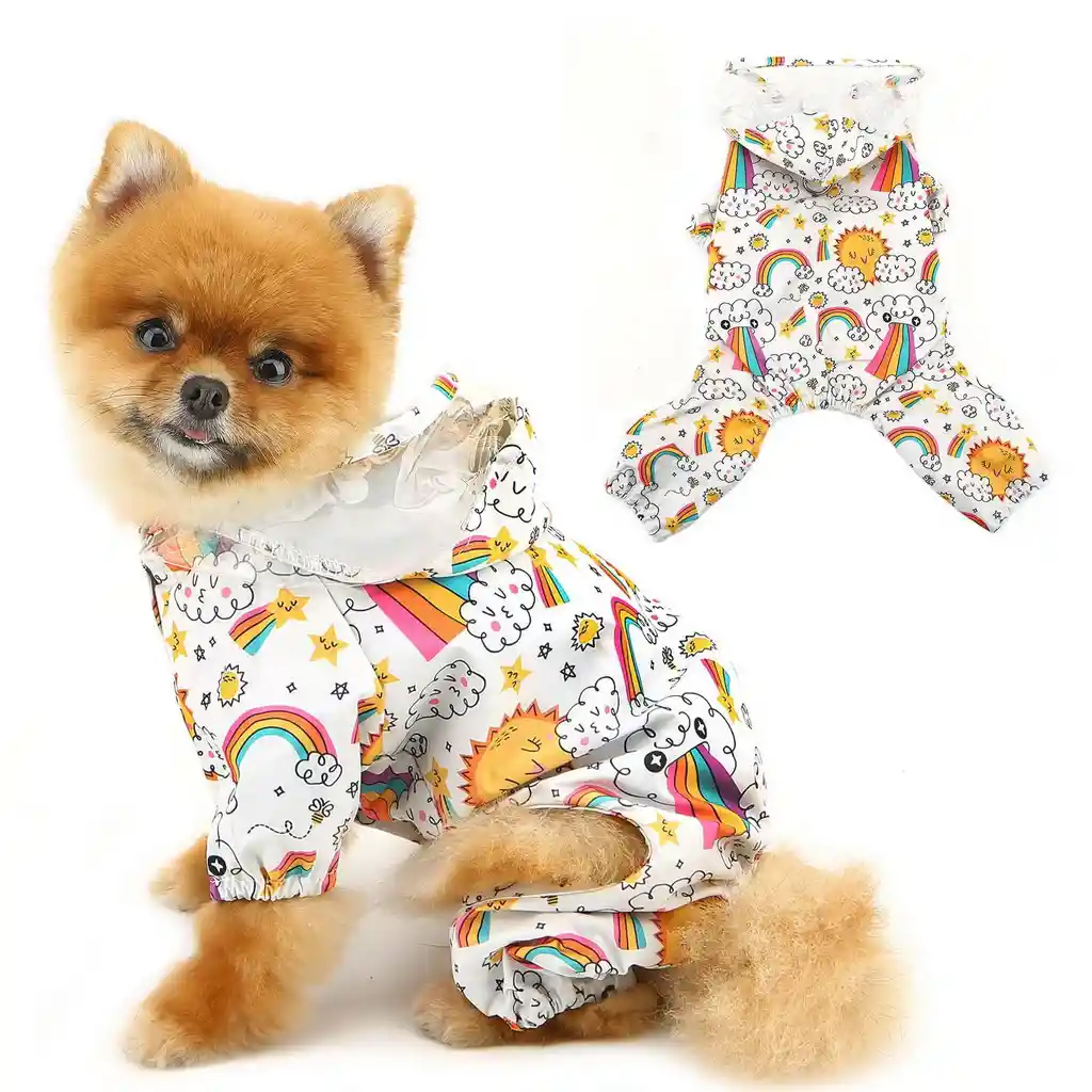 Capa Impermeable Con Capota Para Mascotas (talla M)