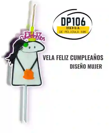 Vela Feliz Cumpleaños Diseño Mujer Estilo Flork