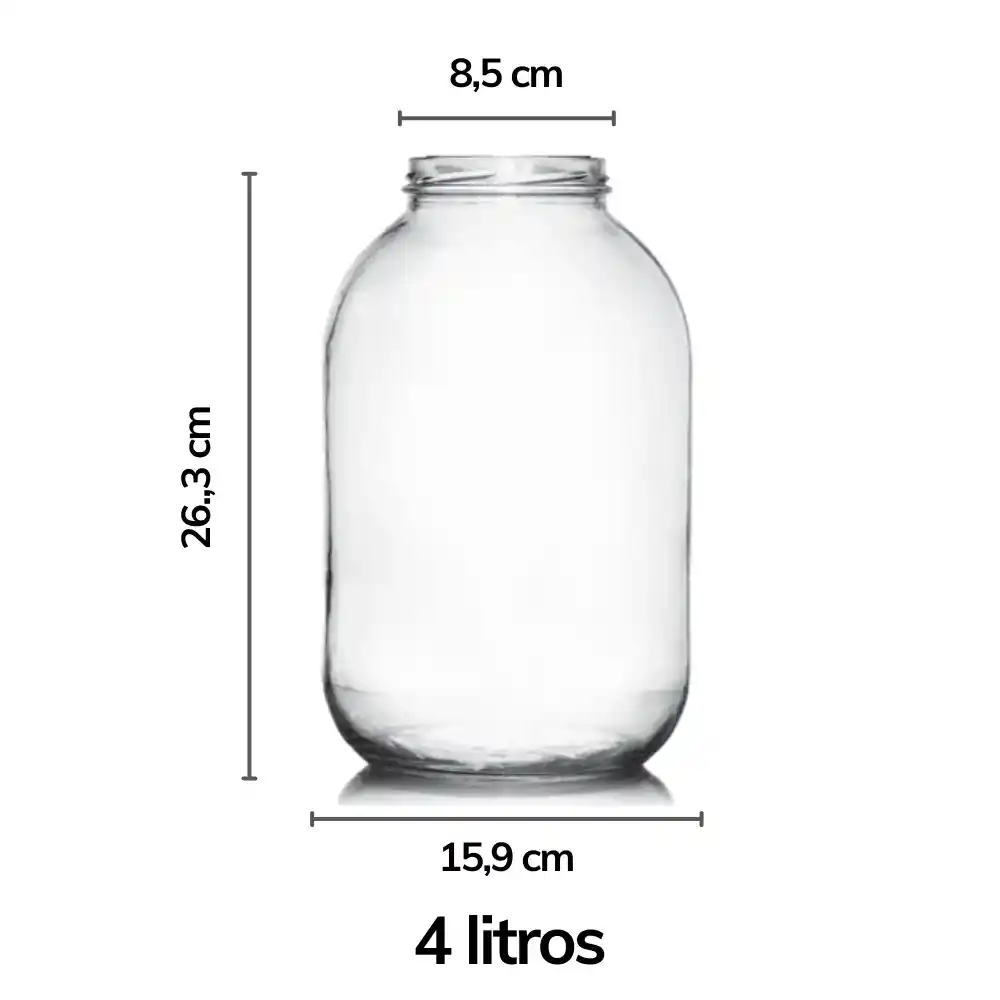 Frasco En Vidrio 4 Litros Con Tapa Dorada