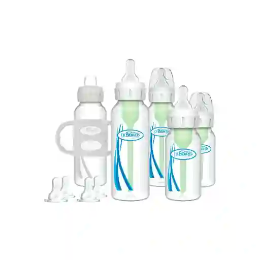 Set De Recién Nacido Teteros Anticólicos Options+ Natural Flow, Kit De 14pz Con Biberones, Tetinas Repuesto De Diferentes Etapas, Sujetador De Teteros En Silicona, Todo 100% Libre De Bpa - Dr Brown's