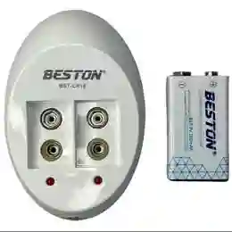 Cargador Bateria 2 Puertos Pila Cuadrada + 1 Batería 9 Voltios 250mah Beston