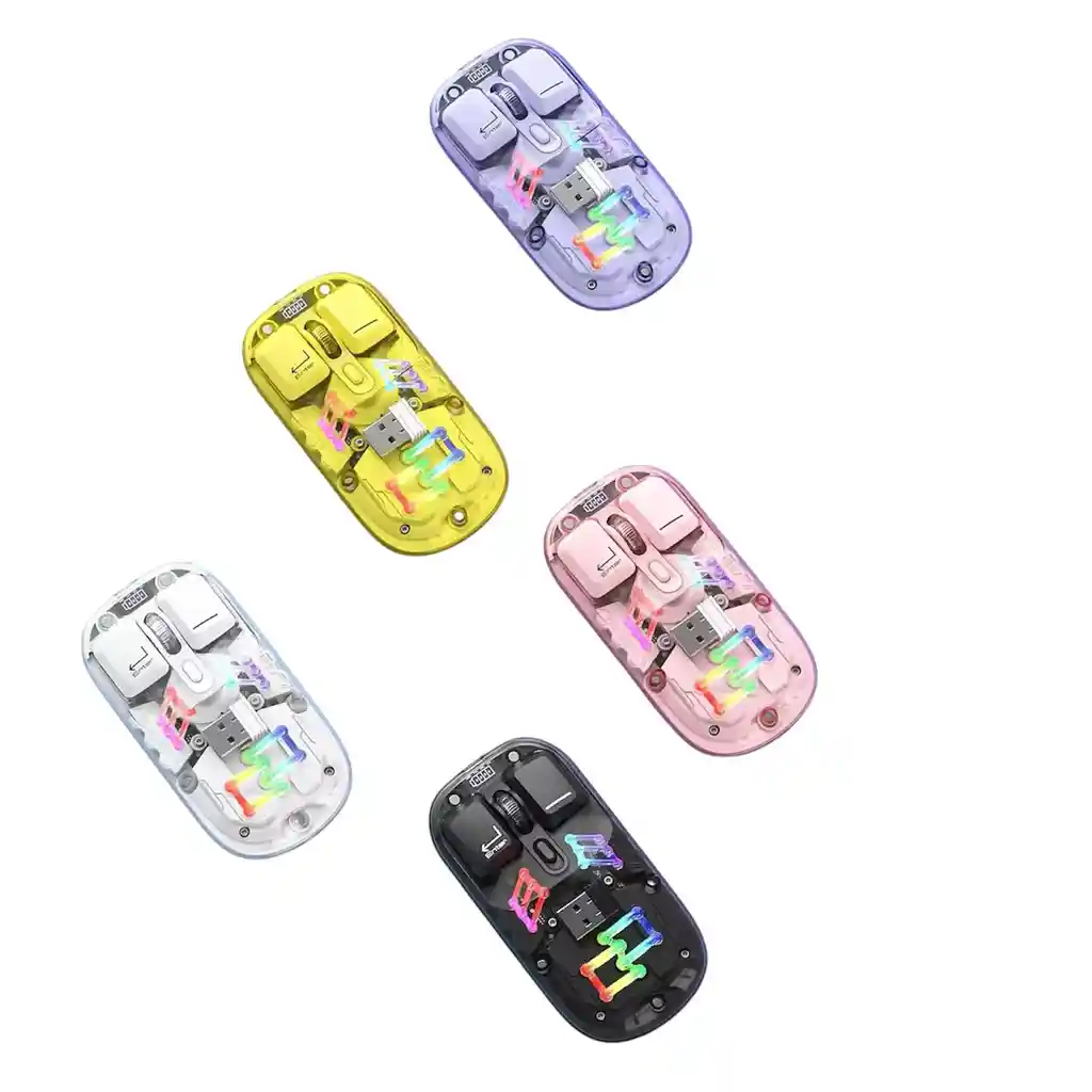 Mouse Rgb Jertech Inalambrico Transparente Wb-112 Blanco