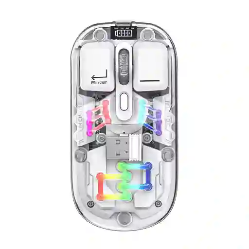 Mouse Rgb Jertech Inalambrico Transparente Wb-112 Blanco