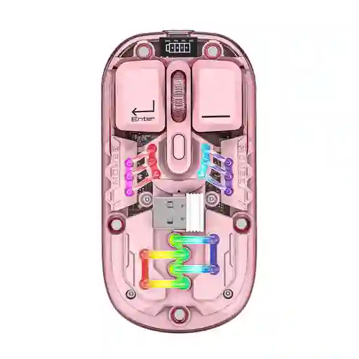 Mouse Rgb Jertech Inalambrico Transparente Wb-112 Rosa