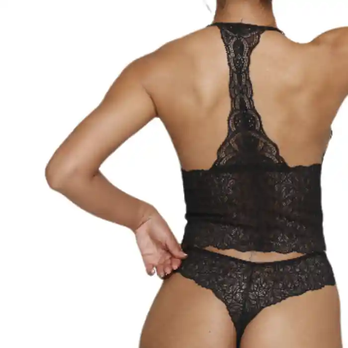 Conjunto Negro En Encaje Talla M Bralette