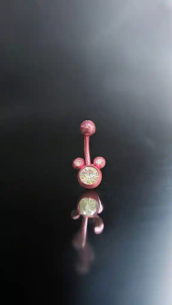 Piercing Para El Ombligo Rosado Con Brillantes