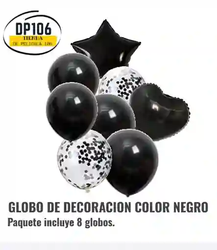 Globos De Decoracion Negro Para Fiesta / Corazon / Estrella X 8 Und
