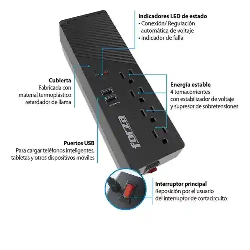 Regulador De Voltaje Automático Forza 1000va/500w Ac