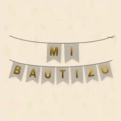 Banderín Mi Bautizo Blanco-letras Doradas