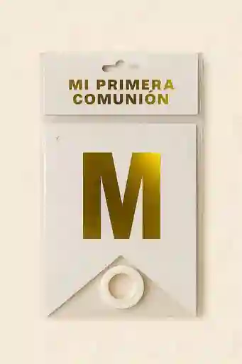 Banderín Mi Primera Comunión Blanco-letras Doradas