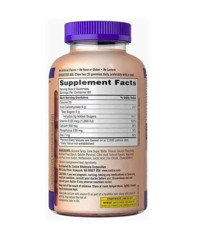 Calcio Para Adultos Kirkland (120 Gomitas) – Producto Original