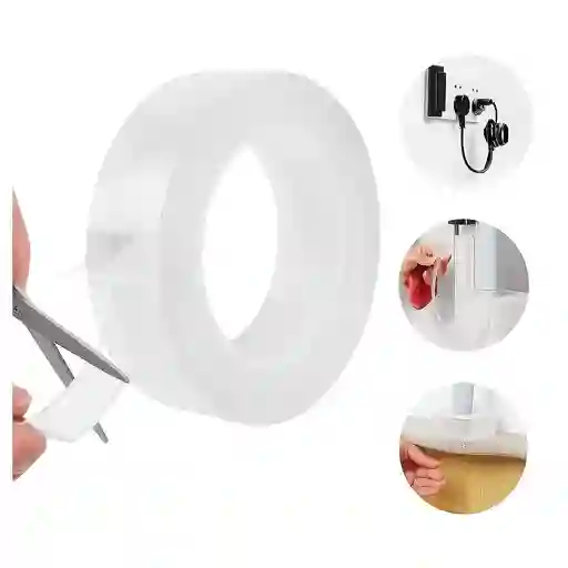 Cinta Adhesiva Nano Cinta De Silicona Lavable Doble Faz 5 Metros