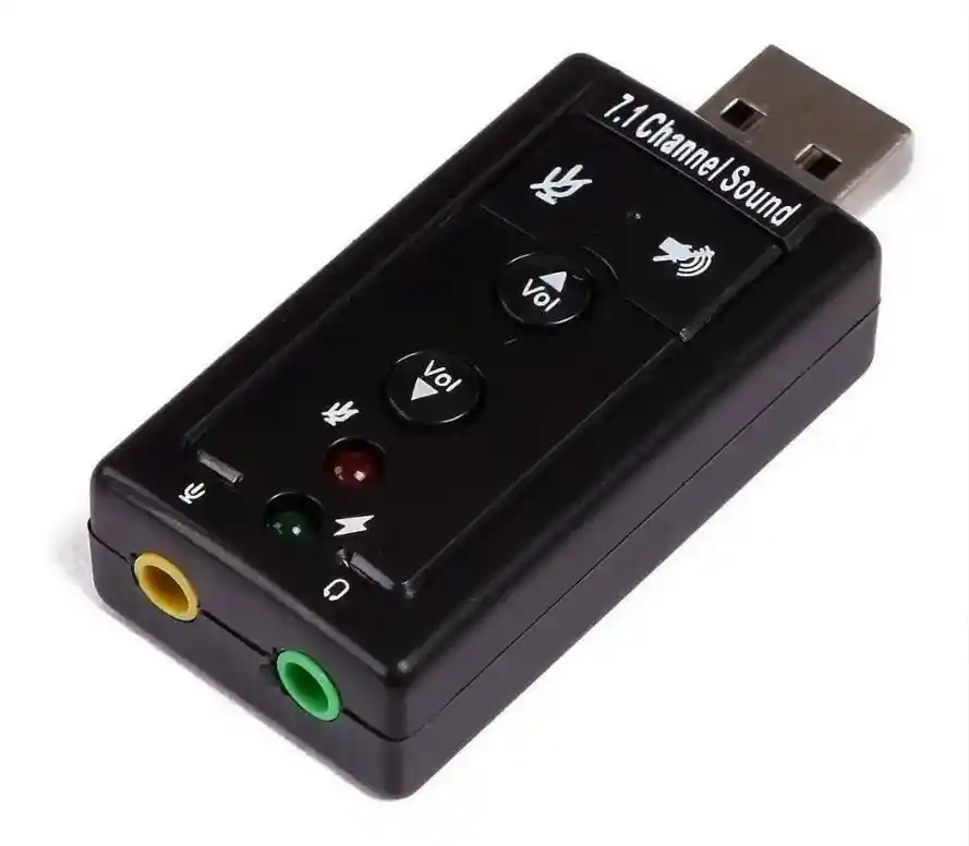 Tarjeta De Sonido Externa Usb 7.1 Adaptador Audio Microfono Color Negro