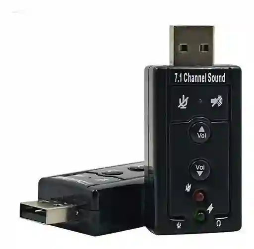 Tarjeta De Sonido Externa Usb 7.1 Adaptador Audio Microfono Color Negro