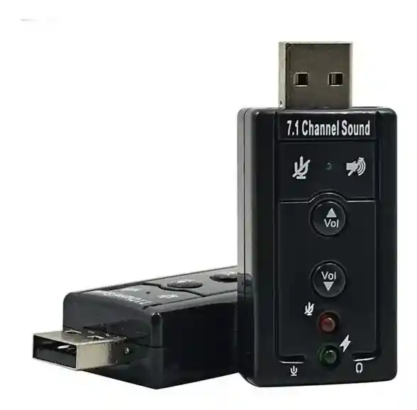 Tarjeta De Sonido Externa Usb 7.1 Adaptador Audio Microfono Color Negro