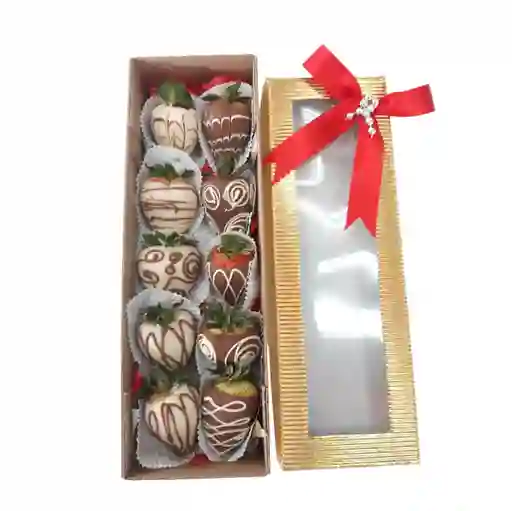 Caja De 10 Fresas Con Chocolate