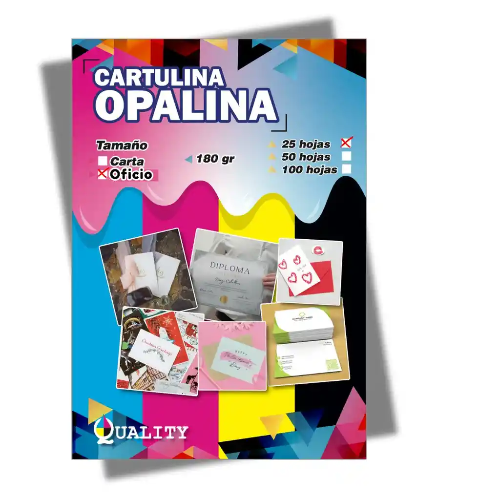 Opalina Blanca 180grs X 25 Hojas Tamaño Oficio