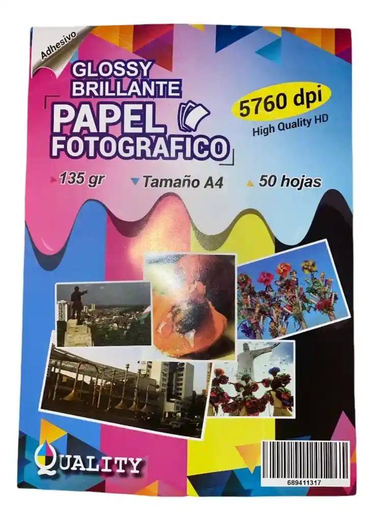 Adhesivo X50h Brillante Glossy Fotográfico 135grs Blanco Tamaño A4