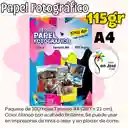 Papel 115grs X100h Fotográfico Tamaño A4 Blanco Brillante Glossy