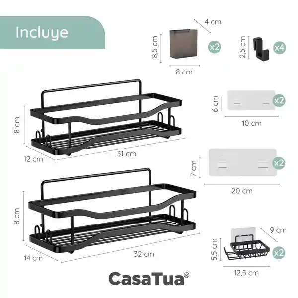Organizador De Ducha Repisa Baño Jabonera Set X 4 Acero Inox