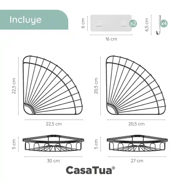 Organizador Esquinero De Ducha Set X 2 - Negro