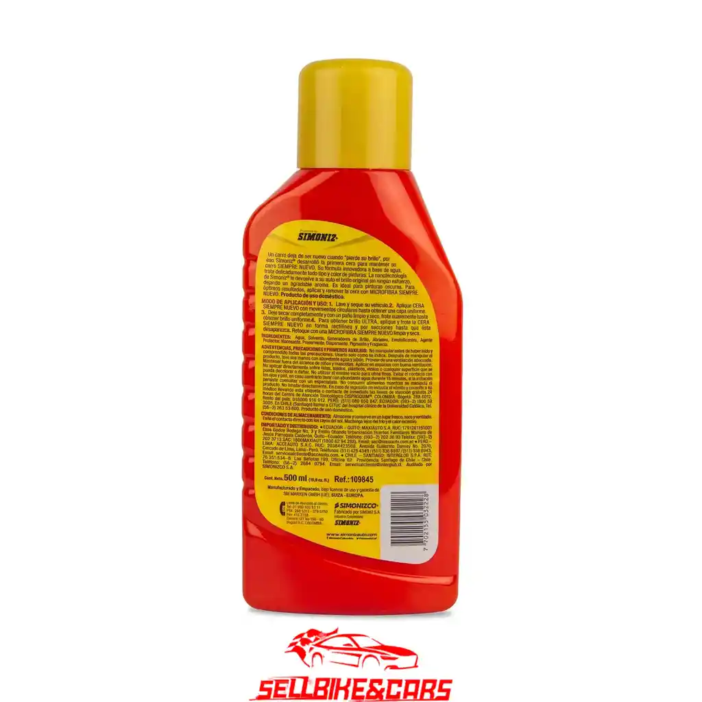 Cera Liquida Siempre Nuevo 500ml Simoniz Cera Para Carro