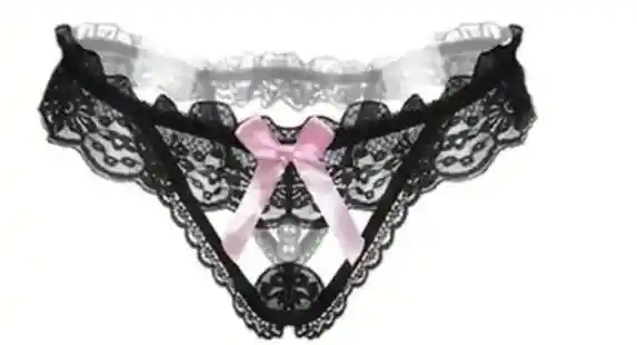 Tanga Rosada Moño Delgado Negra #6