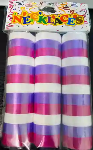 Paquete De Serpentinas Blanco, Morado Claro Y Fucsia Decoracion De Fiestas
