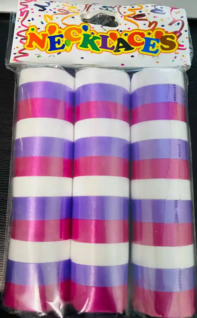 Paquete De Serpentinas Blanco, Morado Claro Y Fucsia Decoracion De Fiestas