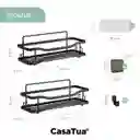 Organizador De Ducha Repisa Adhesivo Set 2 Inox - Negro