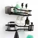 Organizador De Ducha Repisa Adhesivo Set 2 Inox - Negro