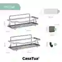 Organizador De Ducha Repisa Adhesivo Set 2 Inox - Plateado