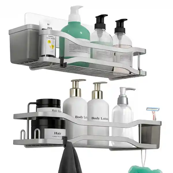 Organizador De Ducha Repisa Adhesivo Set 2 Inox - Plateado
