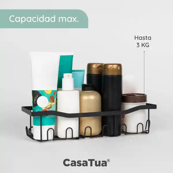 Organizador De Ducha Set X 2 Repisa Baño Inox. - Negro