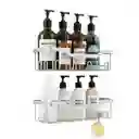 Organizador De Ducha Set X 2 Repisa Baño Inox. - Plateado