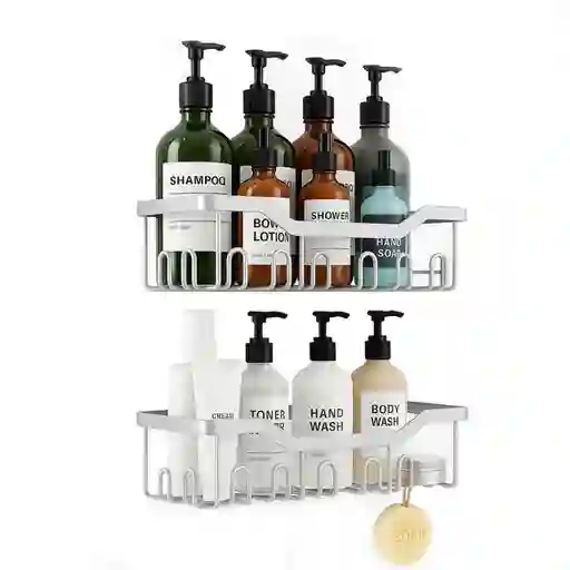 Organizador De Ducha Set X 2 Repisa Baño Inox. - Plateado