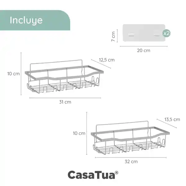 Organizador De Ducha Set X 2 Repisa Baño Inox. - Plateado