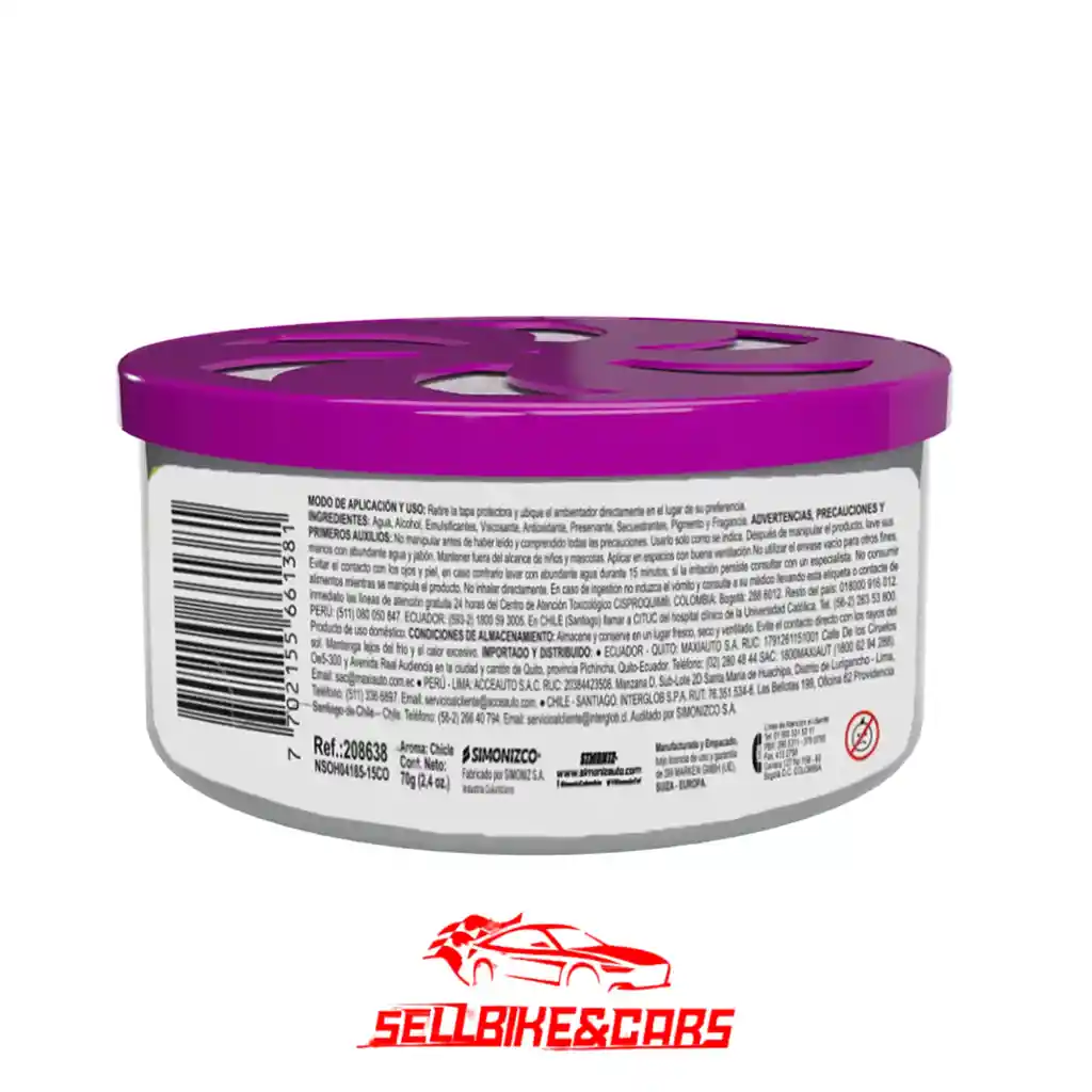 Simoniz Ambientador Gel 70gchicle Autofresco Simoniz