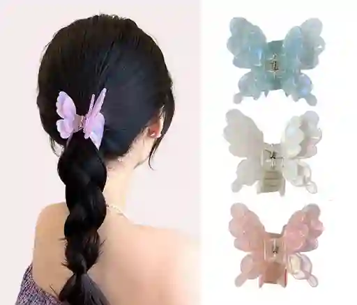 Pinza Caimán Gancho Mariposa Pelo Cabello Set X 3 Und
