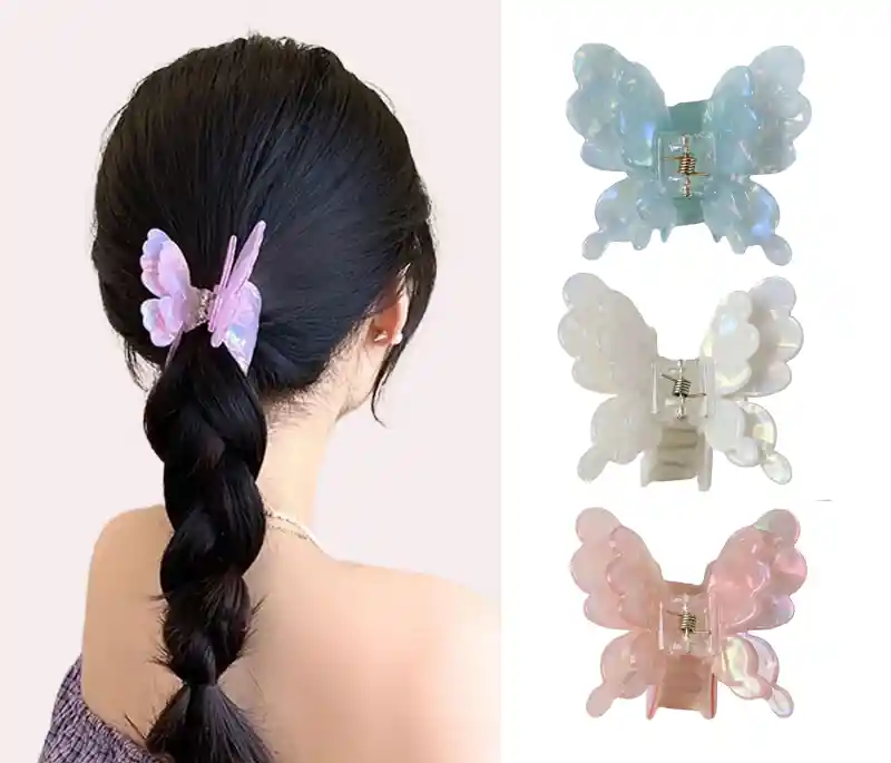 Pinza Caimán Gancho Mariposa Pelo Cabello Set X 3 Und