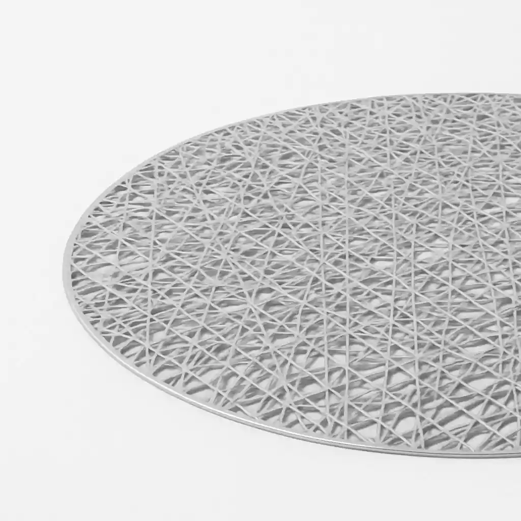 Individual Redondo Plateado Silver Trama Elegante