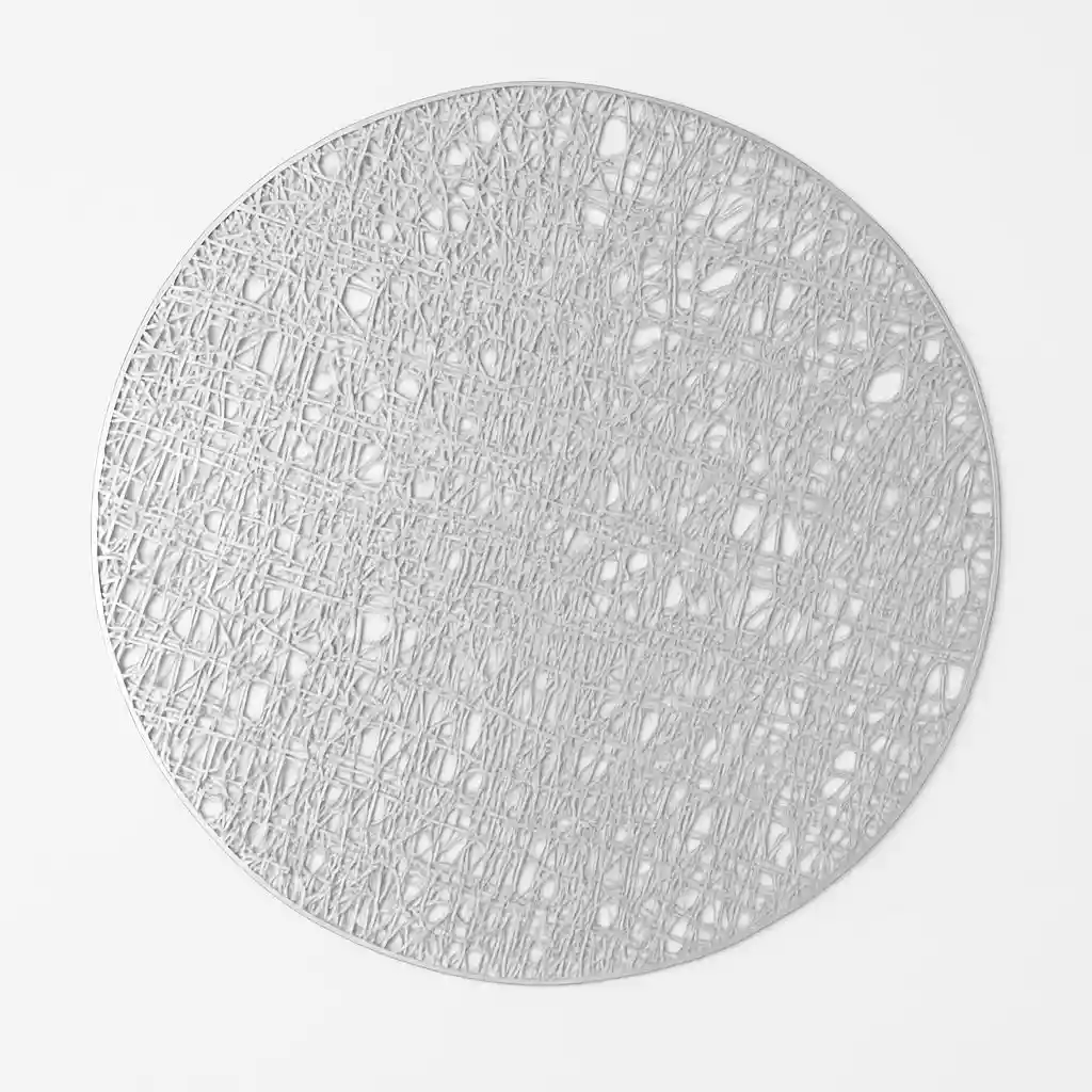 Individual Redondo Plateado Silver Trama Elegante