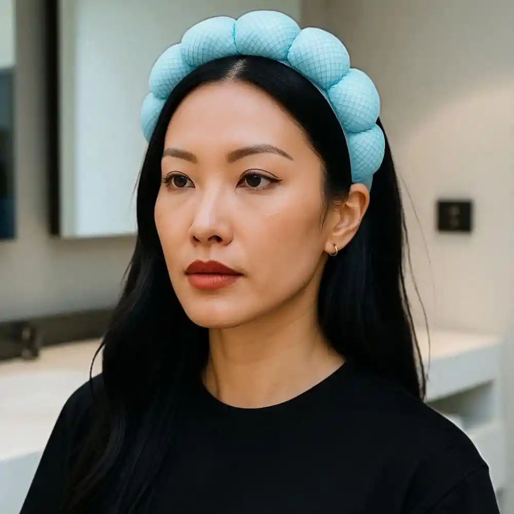Diadema Balaca Puffy Skincare Azul Claro