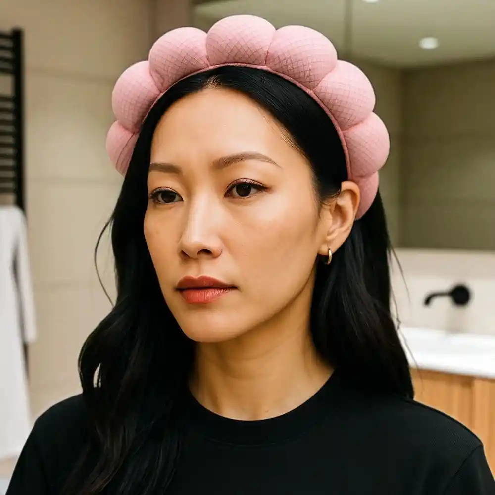 Diadema Balaca Puffy Skincare Rosada