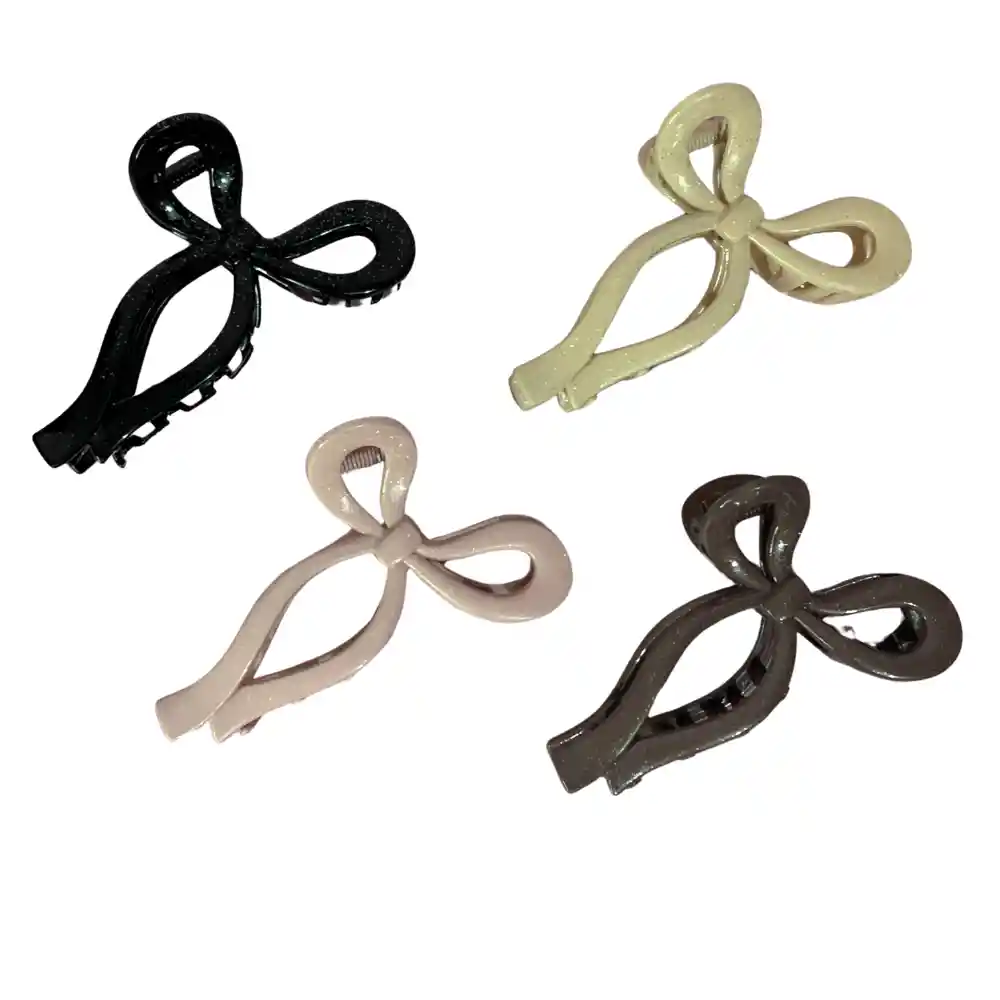 Pinza Caimán Gancho Lazo Moño Brillante Pelo Cabello Set X 3