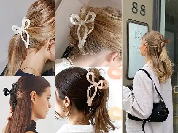 Pinza Caimán Gancho Lazo Moño Brillante Pelo Cabello Set X 3