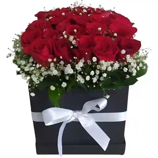 Caja Tapizada Cuadrada De 25 Rosas