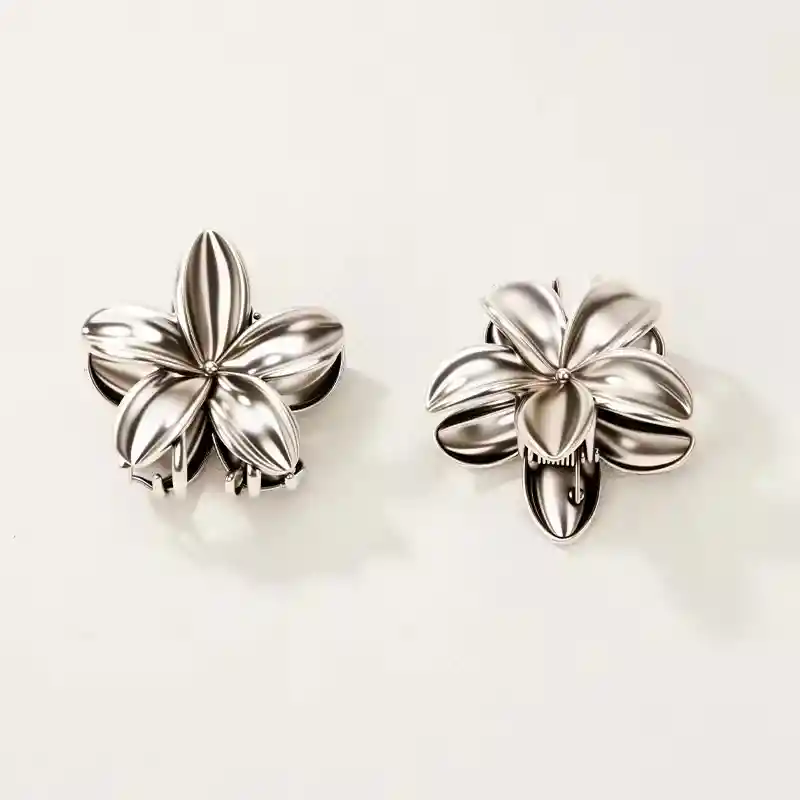 Pinza Caimán Gancho Flor Hawaiana Metalizada Pelo Set X2 Und