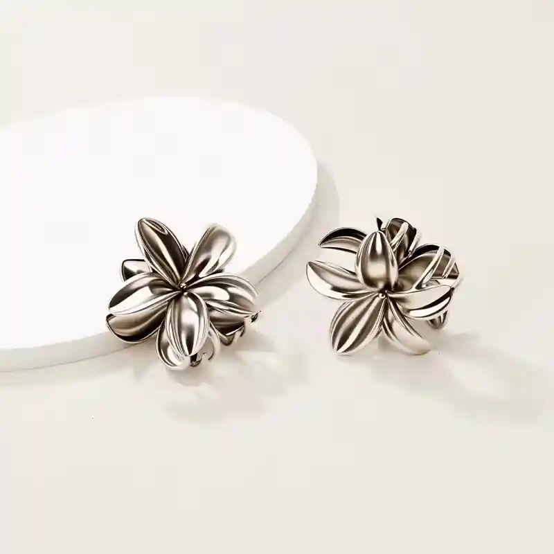 Pinza Caimán Gancho Flor Hawaiana Metalizada Pelo Set X2 Und